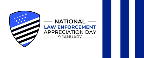 United States national law enforcement day banner vector design with stars, stripes and blue, white, black colors. national law enforcement day celebration and remembrance poster. banner, card, poster