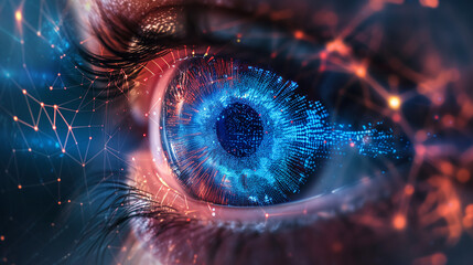Retina scan. Biometric cybersecurity concept