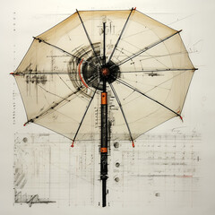 Stylish umbrella on white background. Generative Ai