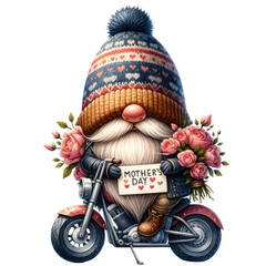 Fototapeta premium Cute Watercolor Gnome Mother's Day Clipart Illustration