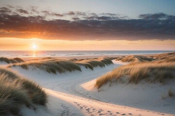 Panoramic view of Sylt, Schleswig-Holstein, Germany at sunrise