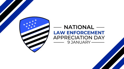 National Law Enforcement Appreciation Day. banner, poster, cover, flyer, backdrop, card for social media with the text National Law Enforcement Appreciation Day. January, 9. vector illustration