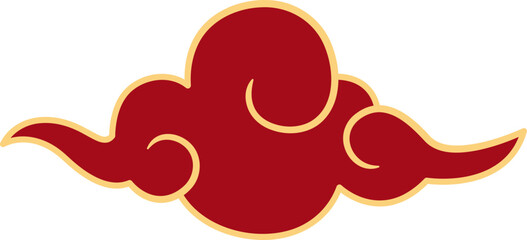 Chinese style cloud ornament, illustrations and decorations for Asian New Year, flat design, 2D front view.
