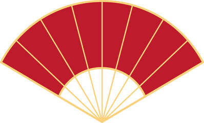 Folding Hand fan asian style, semicircular shape, illustration and decoration, flat design, 2D front view.