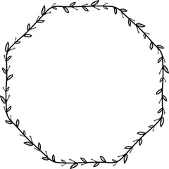 Octagon shape Flower wreath frame leaf vector floral border picture frames Branch laurel botanical silhouette black elements decoration greeting wedding frames