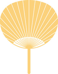 Folding Hand fan asian style, semicircular shape, illustration and decoration, flat design, 2D front view.
