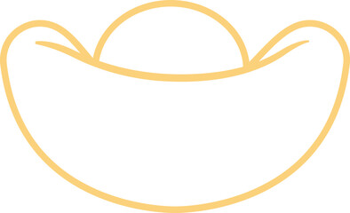 Chinese traditional money, illustrations and decorations for Asian New Year, holiday celebration and greetings, outline, 2D front view.
