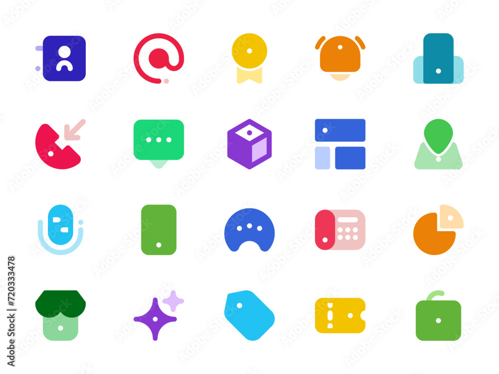 Poster user interface icon pack colored style. collection of essential icon sets, perfect for websites, lan