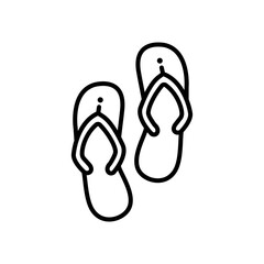 Slippers icon vector. Linear style sign for mobile concept and web design. Flip flops symbol illustration. Pixel vector graphics - Vector.