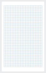 Lined paper background. White notebook sheet with blue grid banner
