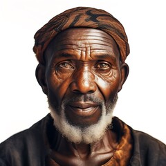 African old man isolated on blank white background