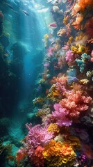Naklejka na ściany i meble spectacular metaphysical oceanic scenery colorful underwater
