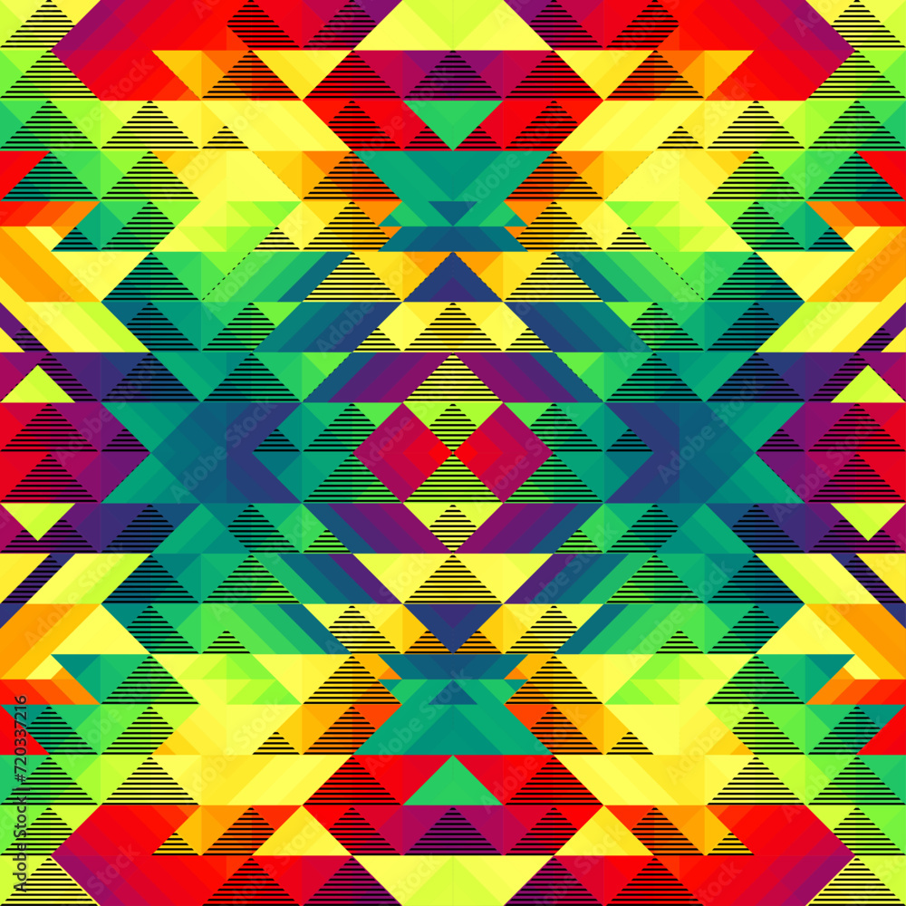 Aufkleber colorful aztec fabric, wallpaper and home decor. abstract seamless tileable pattern. triangles aztec