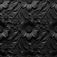 elegant luxury 3D cinematic black flowers pattern