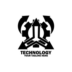 Abstract Initial Logo. Black color isolated on White Background. Technology  Branding Logos. Flat Vector Logo Design Template Element icon.