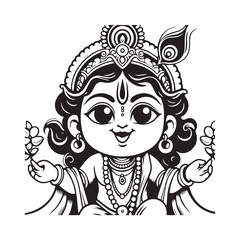 vector illustration of Shree Krishna.