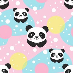 pattern vector cute panda pastel colors
