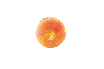 Orange French macaroon isolated on transparent background. Tasty colorful macaroons. French pastry...