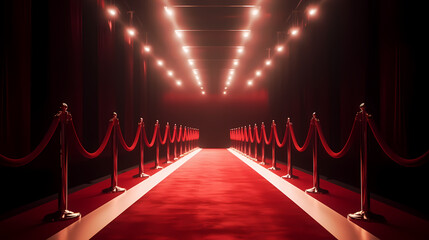 Luxurious and elegant red carpet staircase, holiday awards ceremony event