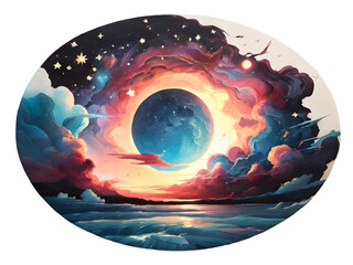 full moon at night sky with stars