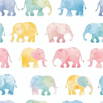 pattern vector cute watercolor elephant