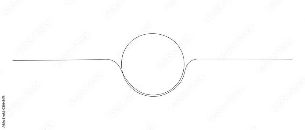 Aufkleber drawing with one line, one continuous drawing with circle, outline with a black line