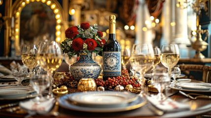Regal Ambiance The Elegantly Decorated Table in the Castle, Setting a Scene of Opulence