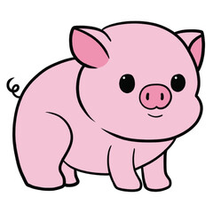 Obraz na płótnie Canvas Cute Cartoon Pig