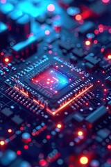 Obraz premium AI sign, technology, circuit board, network