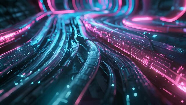Digital neon pathways intertwining with one another as if programmed by a mastermind.