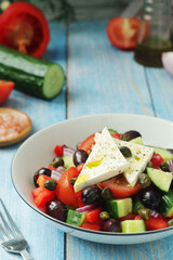 A bowl with traditional Greek salad Horiatiki