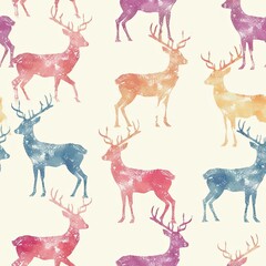 pattern cute watercolor reindeer pastel