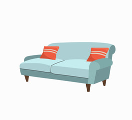 Scandinavian style sofa isolated. Vector flat style cartoon illustration