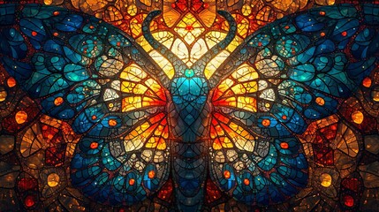 Stained glass window background with colorful abstract. 