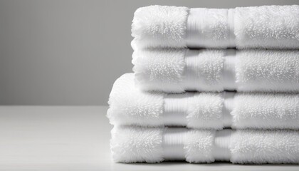 A stack of white towels with a fluffy texture