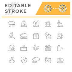 Set line icons of hydrogen