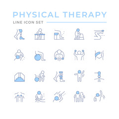 Set color line icons of physical therapy