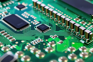 A close up of a computer circuit board