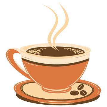 orange coffee cup with steam clip art preview