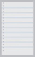 Notebook paper background. Paper lines