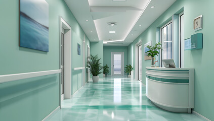 hospital reception lobby and hallway  