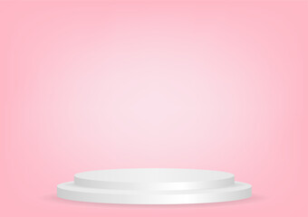 Valentines Background with Stage Podium. Background for Valentine's Day, Wedding Celebration, Mother's Day or Anniversary. Vector Illustration.