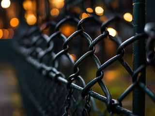 focus photography of black chain-link fence with bokeh background photography