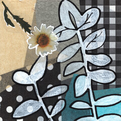 artistic background collage with flowers and plant elements - 720364004