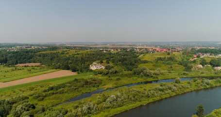 Fototapeta na wymiar Aerial Beautiful View Landscape of City and River