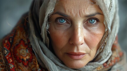 portrait of old Woman arab muslim elderly in hijab