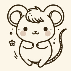 Fototapeta premium Little 2D art mouse 