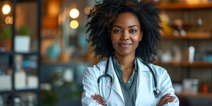 A pretty woman doctor looking forward