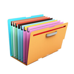 A Folder With Tabs and Documents Neatly Organized.. Isolated on a Transparent Background. Cutout PNG.