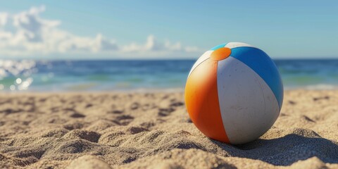 Fototapeta na wymiar beach ball on the seashore Generative AI